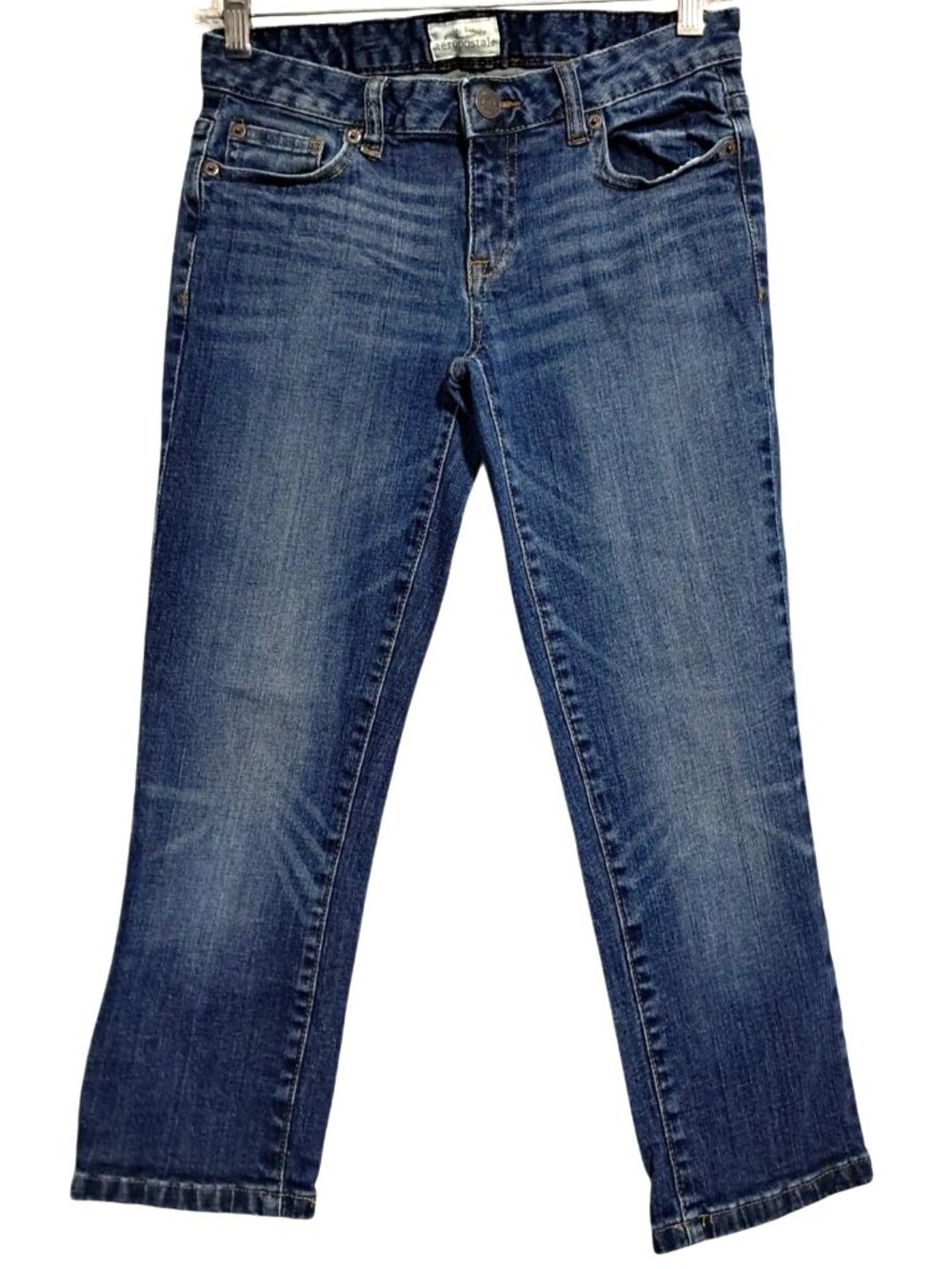 Aeropostale Capri Jeans Womens Size 3 / 4 Blue Denim Cotton Blend Stretch Mid Ri